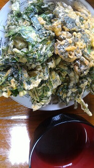 小松菜の天ぷら。今では長男の大好物になりました。